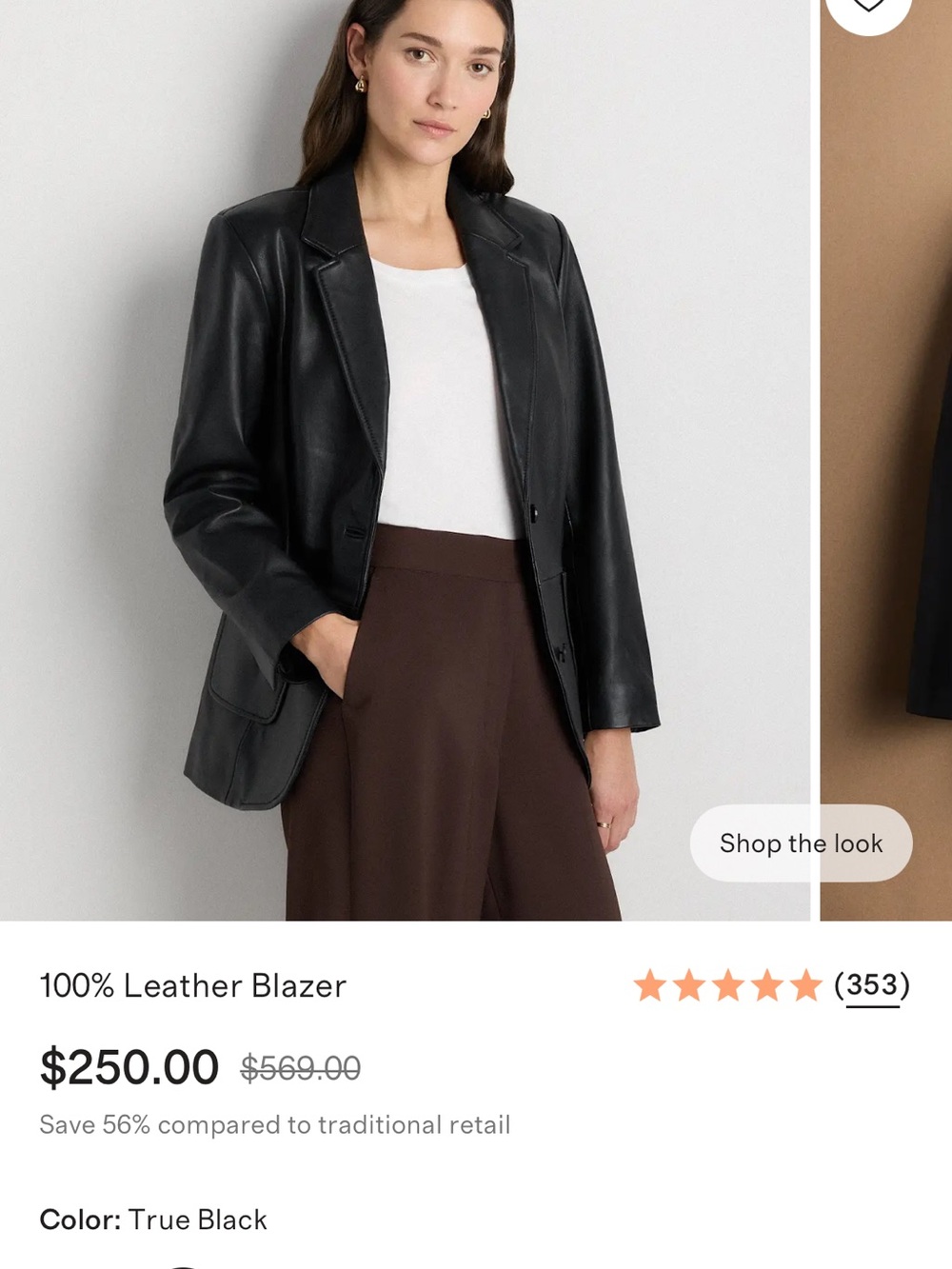 Brand new with tags - Quince Black Leather Blazer - Women's Tailored Jacket